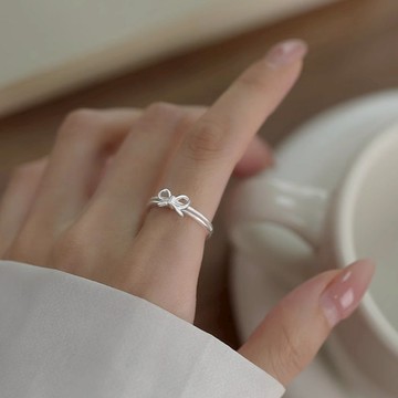 隔日到貨 台灣現貨 銀色戒指 蝴蝶結戒指 波光戒指 戒指女 女生戒指 開口戒指 戒子