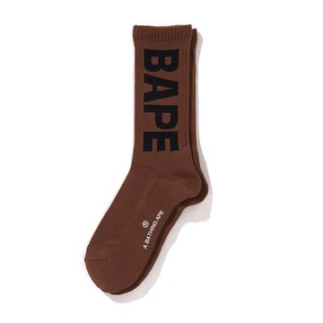 BAPE SOCKS 字體 長襪 襪子 棕色 1K70184006-BN [台灣現貨]