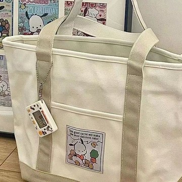 帆布包 手提包 日系休閑單肩手提托特包 百搭簡約學生上課大容量女包【不二雜貨】