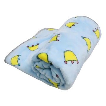 毛皇上 法蘭絨寵物毛毯 L(100 x 70cm) 柔軟舒適寵物墊  卡通皇冠 藍色  1件