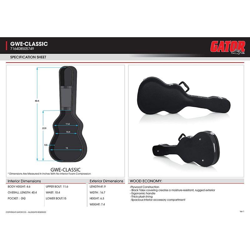 GATOR ゲーター クラシックギター用 ハードケース GWE Series 合板製Tolexラミネート加工 GWE-CLASSIC 国内正