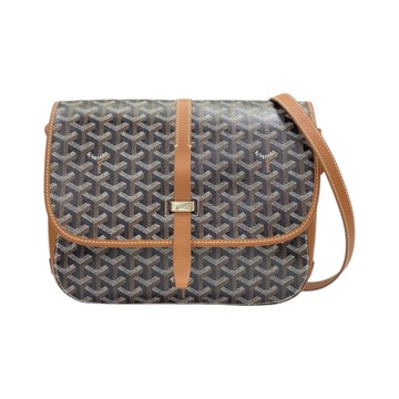 GOYARD 高雅德 棕色 Goyardine帆布 Belvedere MM 肩背包 【二手名牌BRAND OFF】