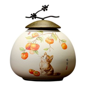 摩達客 開運招財 柿柿如意暖居貓咪精緻陶瓷聚寶盆收納罐  多色  21 x 21 x 24.5cm