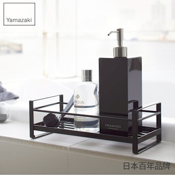 日本【YAMAZAKI】MIST瓶罐小物收納單層架-黑★收納架/衛浴/雜物/萬用收納