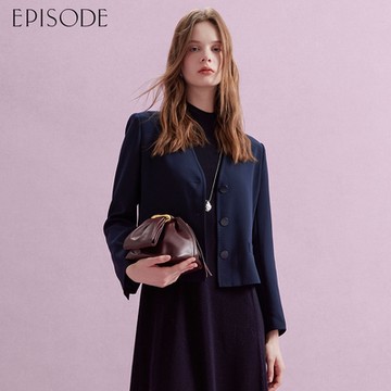 EPISODE - 氣質百搭單排釦V領短版西裝外套（藍）E44013