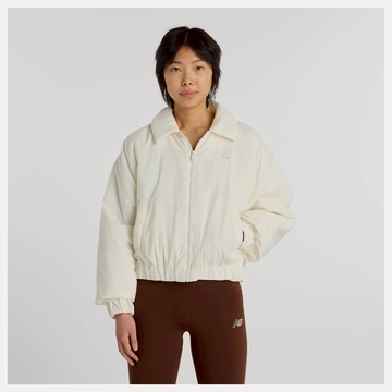【NEW BALANCE】NB 外套 女 羽絨外套 飛行外套 美規 米白 WJ61D8YXSST