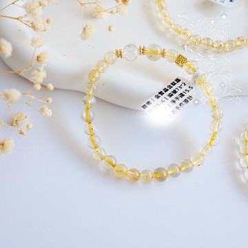 澄澈財富顯化鑽石切割白水晶金髮晶手串丨金錢靈氣丨彌雅原創設計