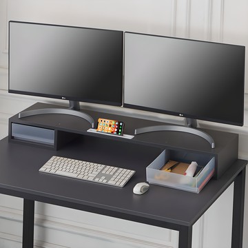 Woodwell Story系列 抽屜式雙螢幕架 MT-01  灰色