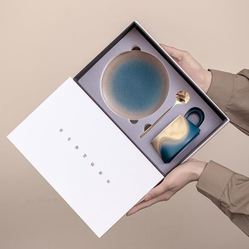 輕奢 ins教師節禮物高顏值咖啡杯碟設計感精致禮盒帶湯勺伴手禮
