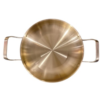 電磁爐適用 雙耳部隊鍋 24cm 金色 加熱快速均勻  1個