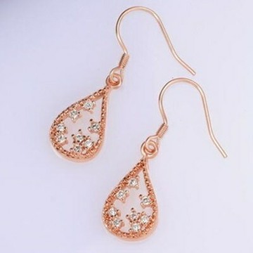 現貨+預購 玫瑰金耳環鑲鑽純銀耳飾-韓版別緻鏤空風格母親節生日情人節禮物女飾品3色73bu66【獨家進口】【米蘭精品】