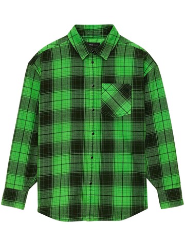 Purple Brand - logo-embossed checked cotton shirt - men - Cotton - L - Green