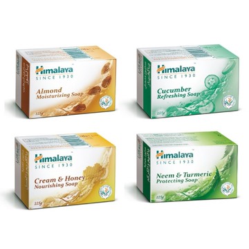 Himalaya喜馬拉雅 保濕香皂(125g)-杏仁玫瑰/黃瓜椰子/蜂蜜乳霜/抗菌楝樹薑黃