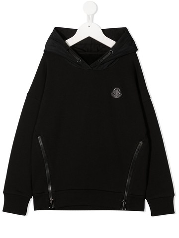 Moncler Enfant - long sleeve zipped sweatshirt - kids - Cotton/Cotton - 8 - Black