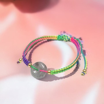 【願‧平安】冰種飄花翡翠平安扣編織手鍊 |天然緬甸翡翠A貨|送禮