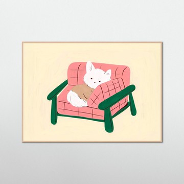 【軟裝佈置】Erdy - 睡著的狗兒 #臥室掛畫 #貓咪