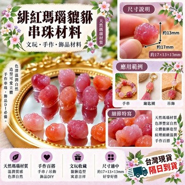緋紅瑪瑙貔貅 水晶木頭串珠配件ii15 原石diy手作材料台灣現貨