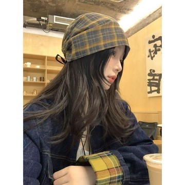 格紋堆堆帽🔥帽子女秋冬冷帽 百搭多巴胺復古辣妹 包頭休閒設計 假日旅行簡約穿搭 冬日通勤俐落搭配 冬季出遊戶外造型