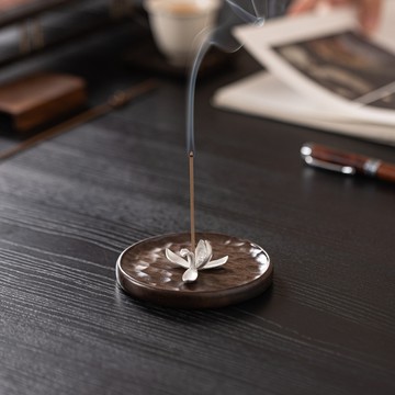 現貨⚡️💯線香座 香插🪵 禪意造型線香座 匠心手作 玉蘭花/竹筍香插 簡約原木薰香盤 線香底座 茶道🪵