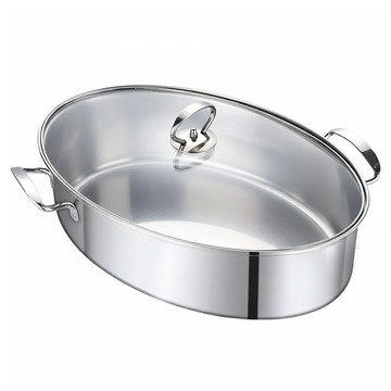 不鏽鋼加長橢圓 38.7cm 多功能蒸煮鍋 適用多種爐具  1個