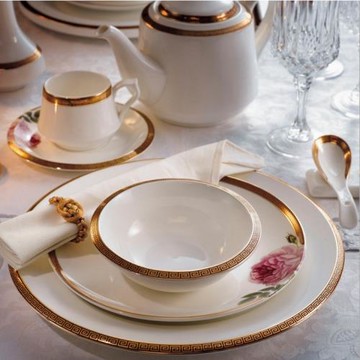 星級酒店賓館擺臺餐具 高檔金邊裝飾酒店瓷器餐具套裝 可自由搭配