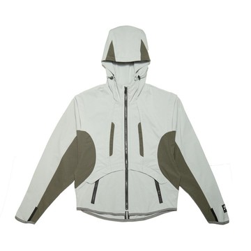 繭型短版尼龍外套-灰白