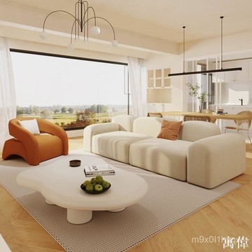 免運 破損補發小戶型布藝沙髮客廳2025新款麵包直排簡易服裝店休息區接待辦公室奶油風沙發 客廳沙發小戶型沙發出租房小沙發