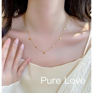 Pure Love樂芙 / 正韓 鈦鋼【L316醫療鋼】G0072簡約菱形星星鎖骨鏈 短項鏈 / 金
