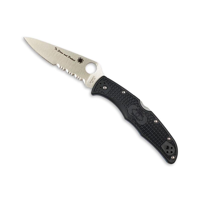 スパイダルコ Spyderco  エンデューラ4　ブルーライン　半波刃　C10FPSBKBL