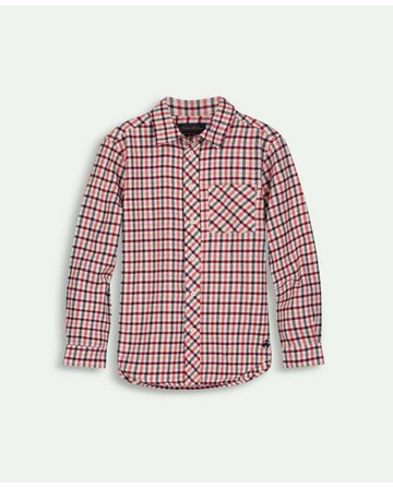 Brooks Brothers Boys Flannel Plaid Sport Shirt | Red | Size 4