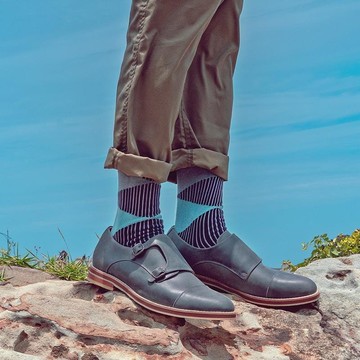 紳士四季襪 / 黑灰銅青幾何 / Polygiene®消臭抑菌 23 - 28 cm