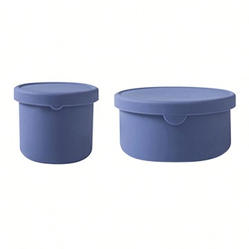 Lestar 耐冷熱可微波日式彩虹矽膠保鮮盒 250ml + 700ml  1組  靛藍色