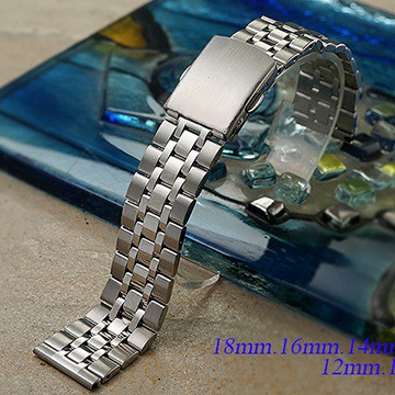 全新 小尺寸不鏽鋼五珠按壓摺疊扣-金屬錶帶 (18mm.16mm.14mm.12mm.10mm)