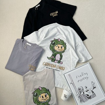 【MasCool】CRAYON DINO短袖 短T 短TEE 休閒 短踢 素踢 落肩 T-SHIRT 上衣