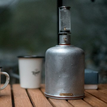 Kinoco復古戶外黃銅金屬扁氣罐套鋁制氣燈罩露營G2燃料罩爐具配件