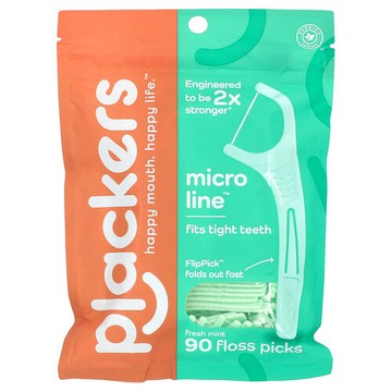 Plackers, 極細線，牙線棒，清新薄荷味，90 支