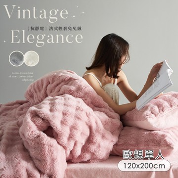 BELLE VIE 法式輕奢兔兔絨 保暖抗靜電 歐規單人床包被套三件組【120x200cm-任選】即瞬保暖 熱感蓄溫