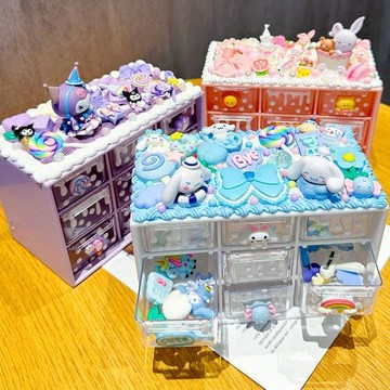 創意diy奶油膠九宮格首飾盒材料 學生桌面手工收納分格儲物整理盒