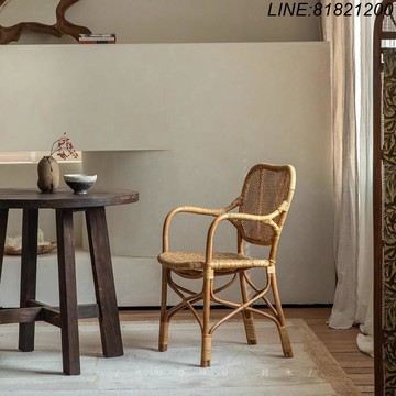 免運/速發 開立發票 支持訂製 日式家具 藤編家具 東南亞藤藝\天然真藤創意藤編餐廳椅子書桌椅客廳家用陽臺休閑椅 自有 支持訂製