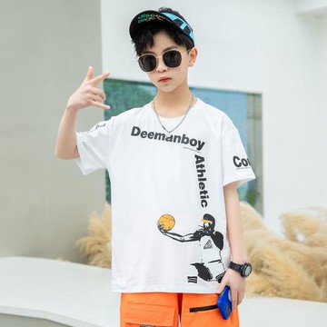 GILE夏裝男童純棉短袖T恤夏季兒童裝圓領打底衫上衣大童男孩