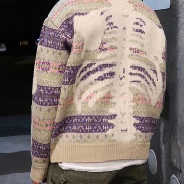 Kapital vintage 平田和宏骨頭骨架圓領民族風復古針織衫套頭毛衣