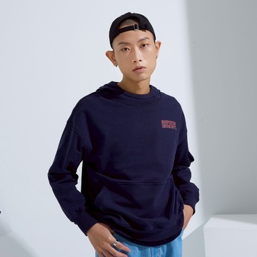 【ERSS】男裝 帽踢 長袖 t恤 長袖上衣 極致 細節 美式 印花 連帽T 丈青【K60317】