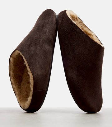 The Row Hudson shearling-lined suede mules