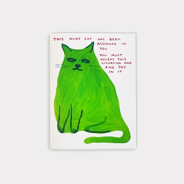 藝術掛畫｜David Shrigley｜這隻巨大的貓 - 柚木色鋁框