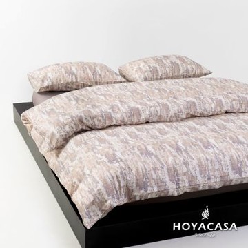 HOYACASA 100%精梳棉單人兩用被床包三件組-紫煙織影(天絲入棉30%)