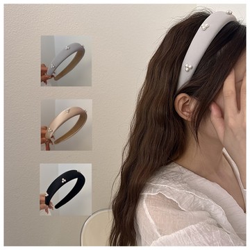 梨花HaNA 可可西里的春天．光澤綢緞點珍珠髮箍