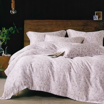 貝淇小舖 60支100%天絲床包兩用被四件組 - 艾麗莎花園  床包 + 兩用被 + 枕套  加大