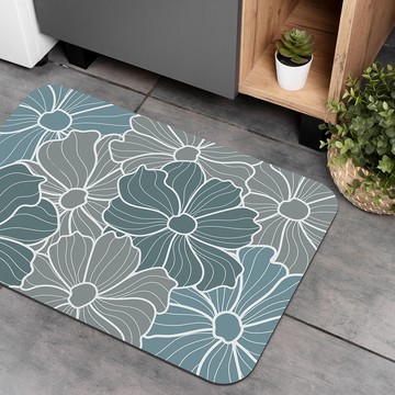 升級版軟式珪藻土吸水地墊 60x40cm 霧藍花影