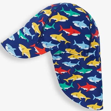 英國 JoJo Maman BeBe 嬰幼兒/兒童泳裝戲水UPF50+防曬護頸遮陽帽_海中霸王(JJH1311)