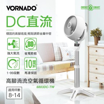 ★ DC系列馬達10年保固★美國VORNADO沃拿多 高腳DC直流渦流空氣循環扇 6803DC-TW  8-14 坪用